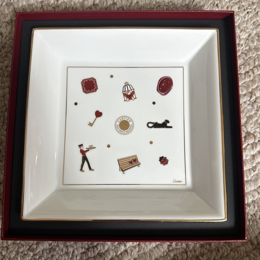 Cartier Trinket Porcelain Tray 7x7  Box New Msrp $499
